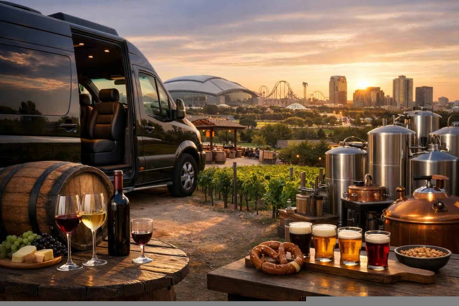 Can you handle multi-stop winery brewery city tours around Arlington Texas?