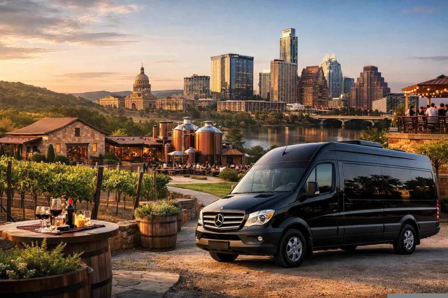 Can you handle multi-stop winery brewery city tours around Austin Texas?