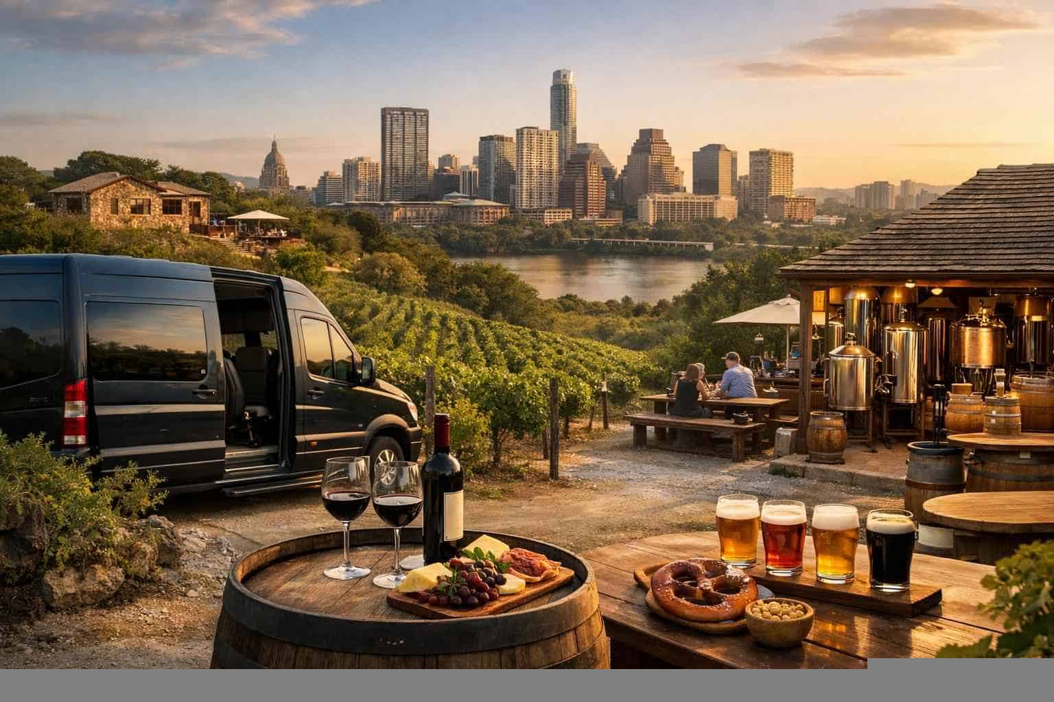 Can you handle multi-stop winery brewery city tours around Austin Texas?