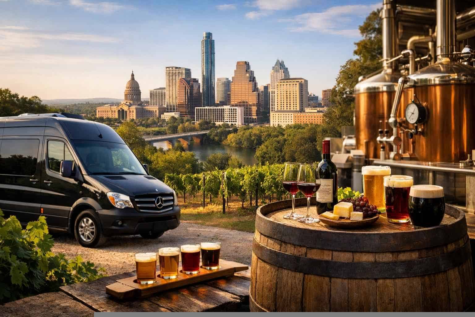 Can you handle multi-stop winery brewery city tours around Austin Texas