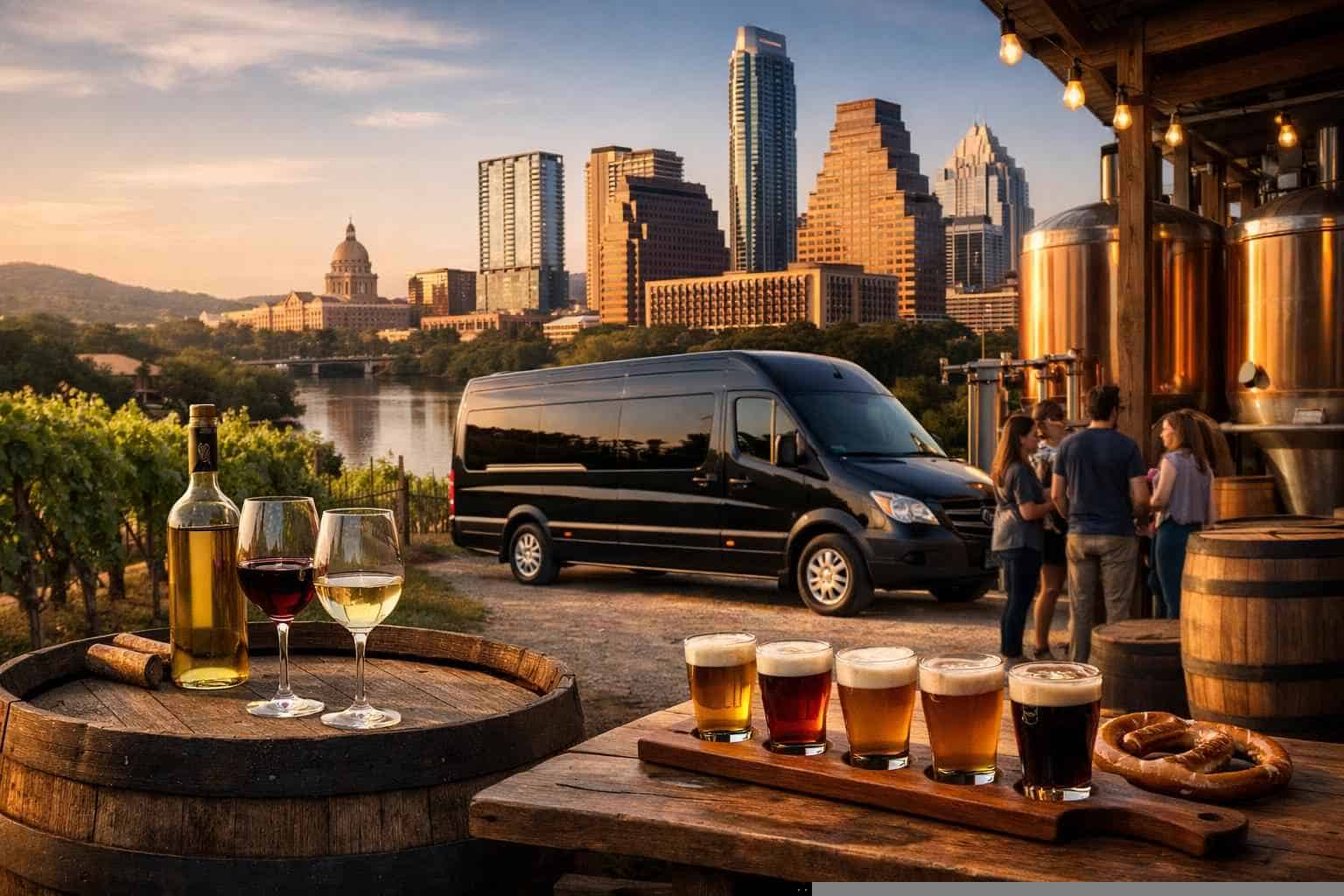 Can you handle multi stop winery brewery city tours around Austin Texas