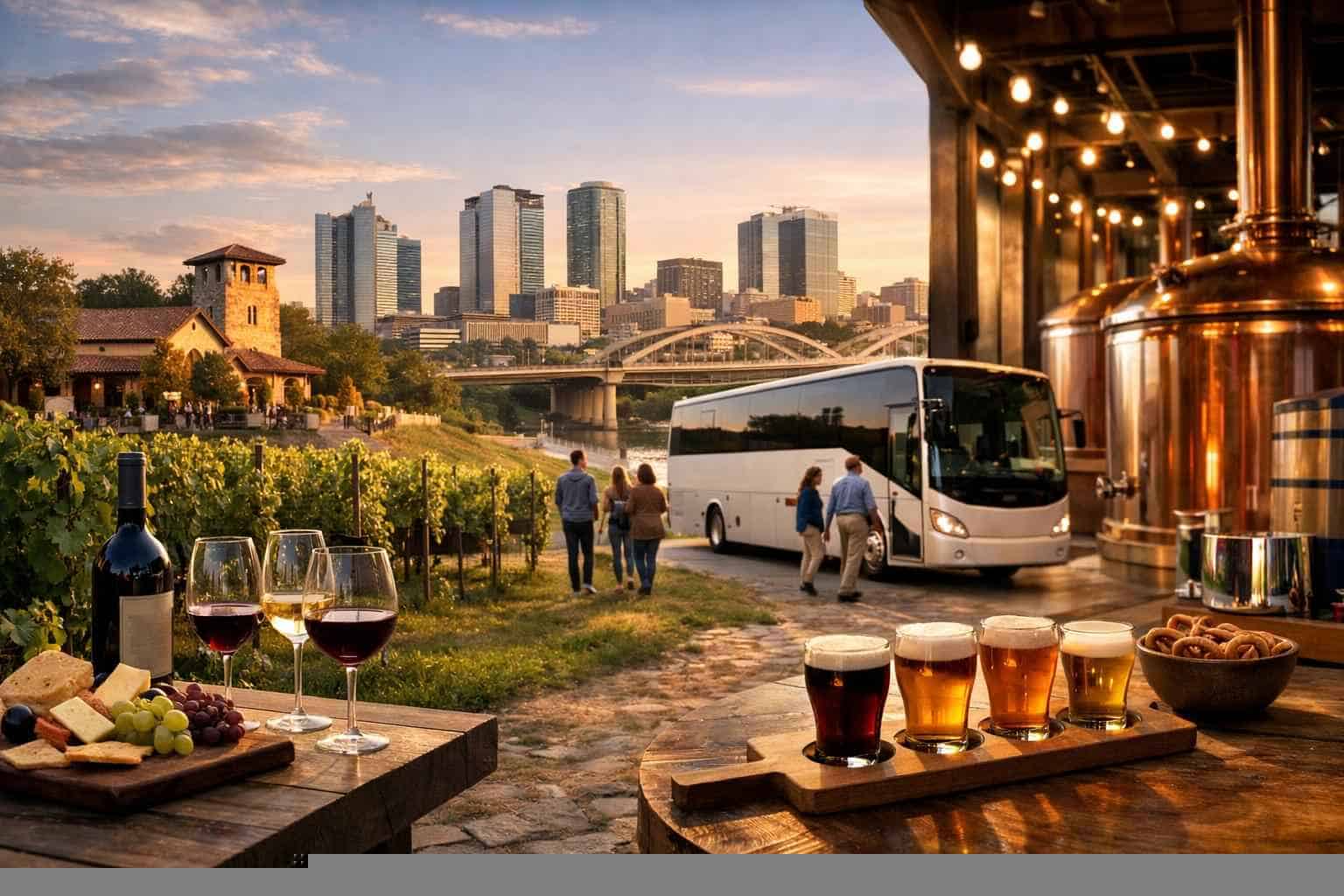 Can you handle multi-stop winery brewery city tours around Fort Worth Texas?