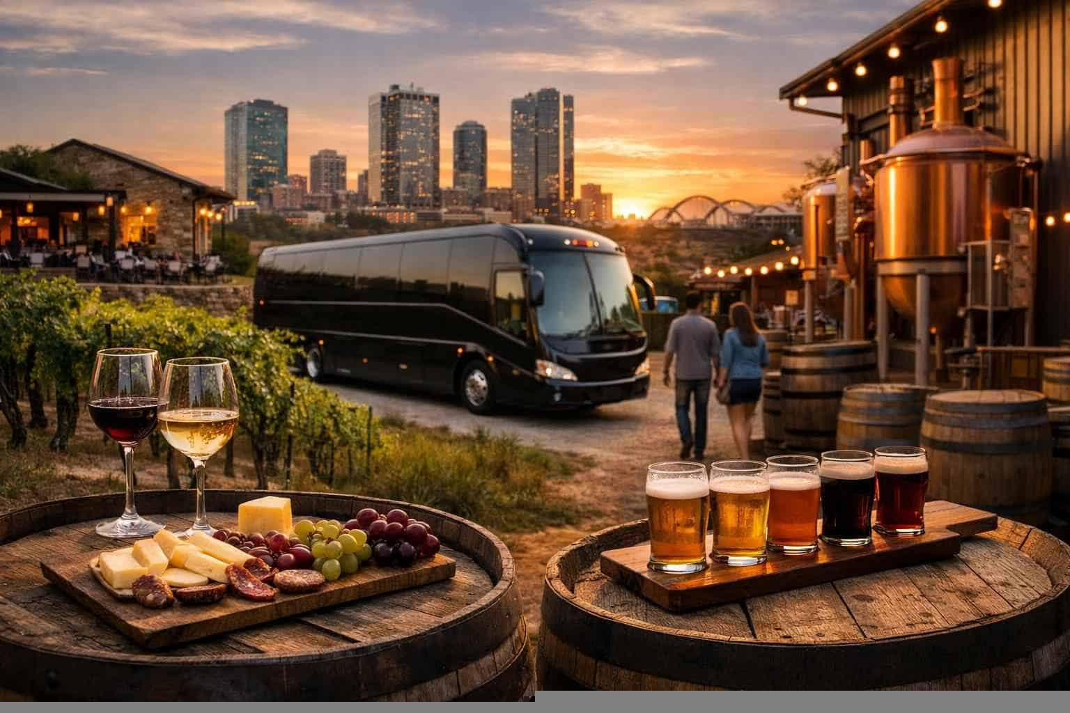 Can you handle multi-stop winery brewery city tours around Fort Worth Texas?