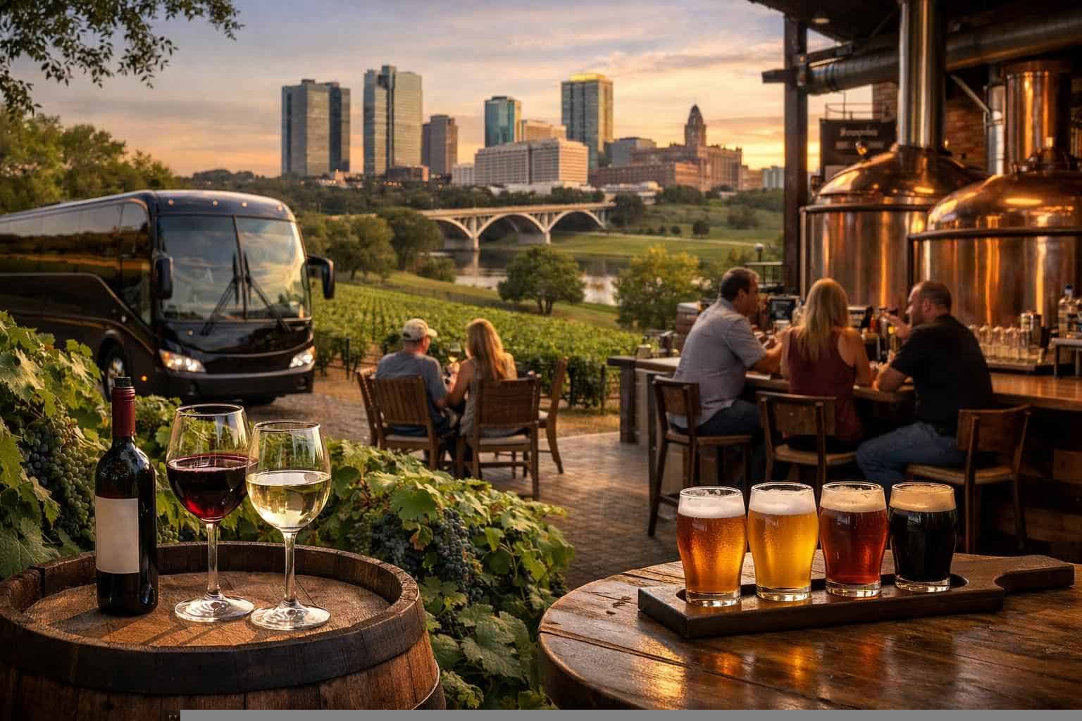Can you handle multi-stop winery brewery city tours around Fort Worth Texas?
