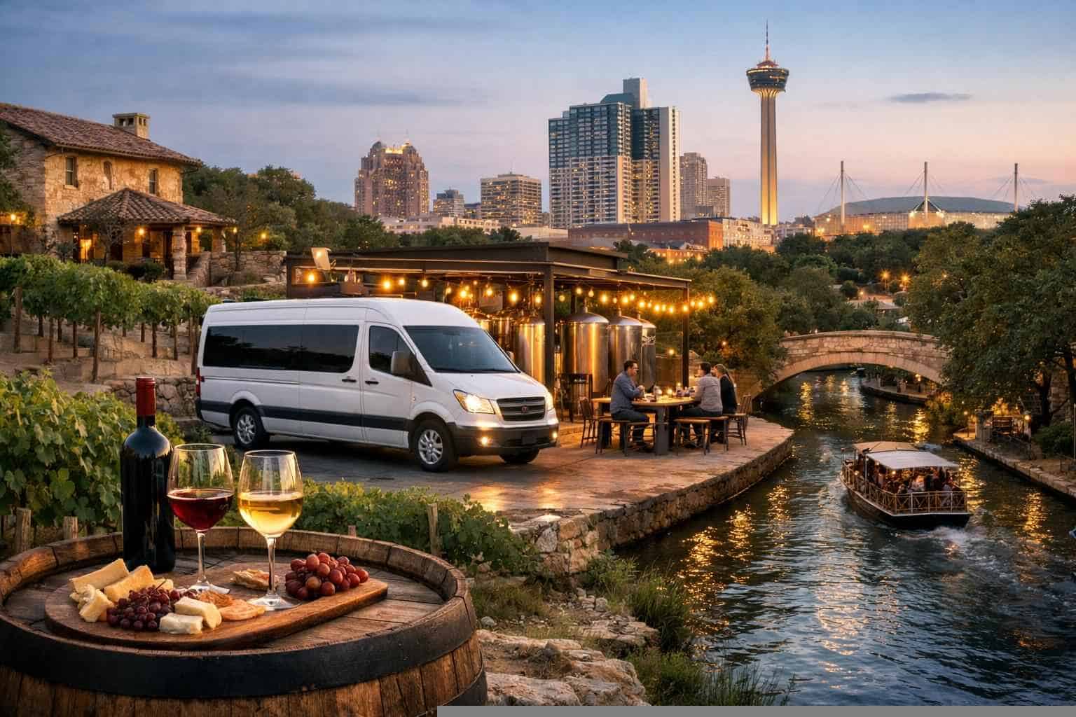Can you handle multi stop winery brewery city tours around San Antonio Texas?