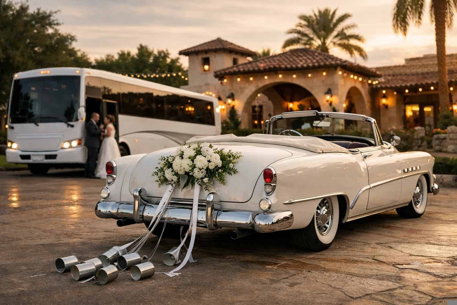 Do You Provide Wedding Day Shuttles And A Classic Vintage Getaway Car In Laredo Texas?