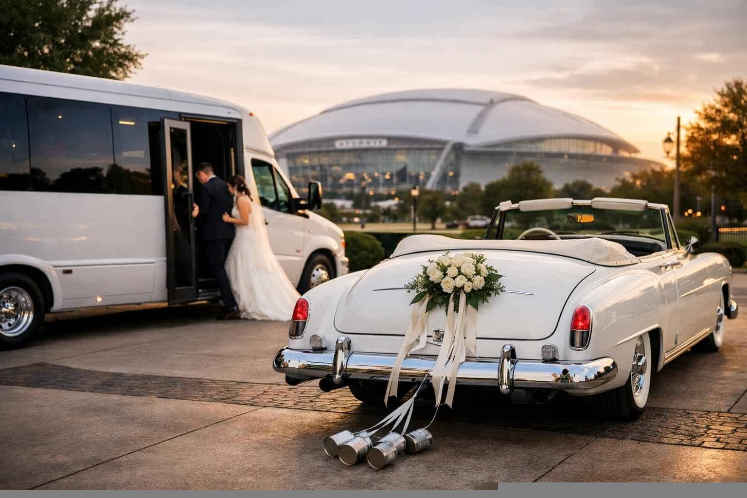 Do You Provide Wedding Day Shuttles And A Classic Or Vintage Getaway Car In Arlington Texas