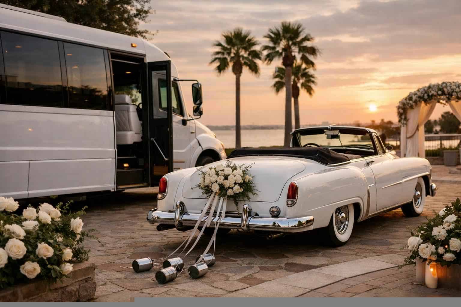 Do you provide wedding day shuttles and a classic or vintage getaway car in Corpus Christi Texas?
