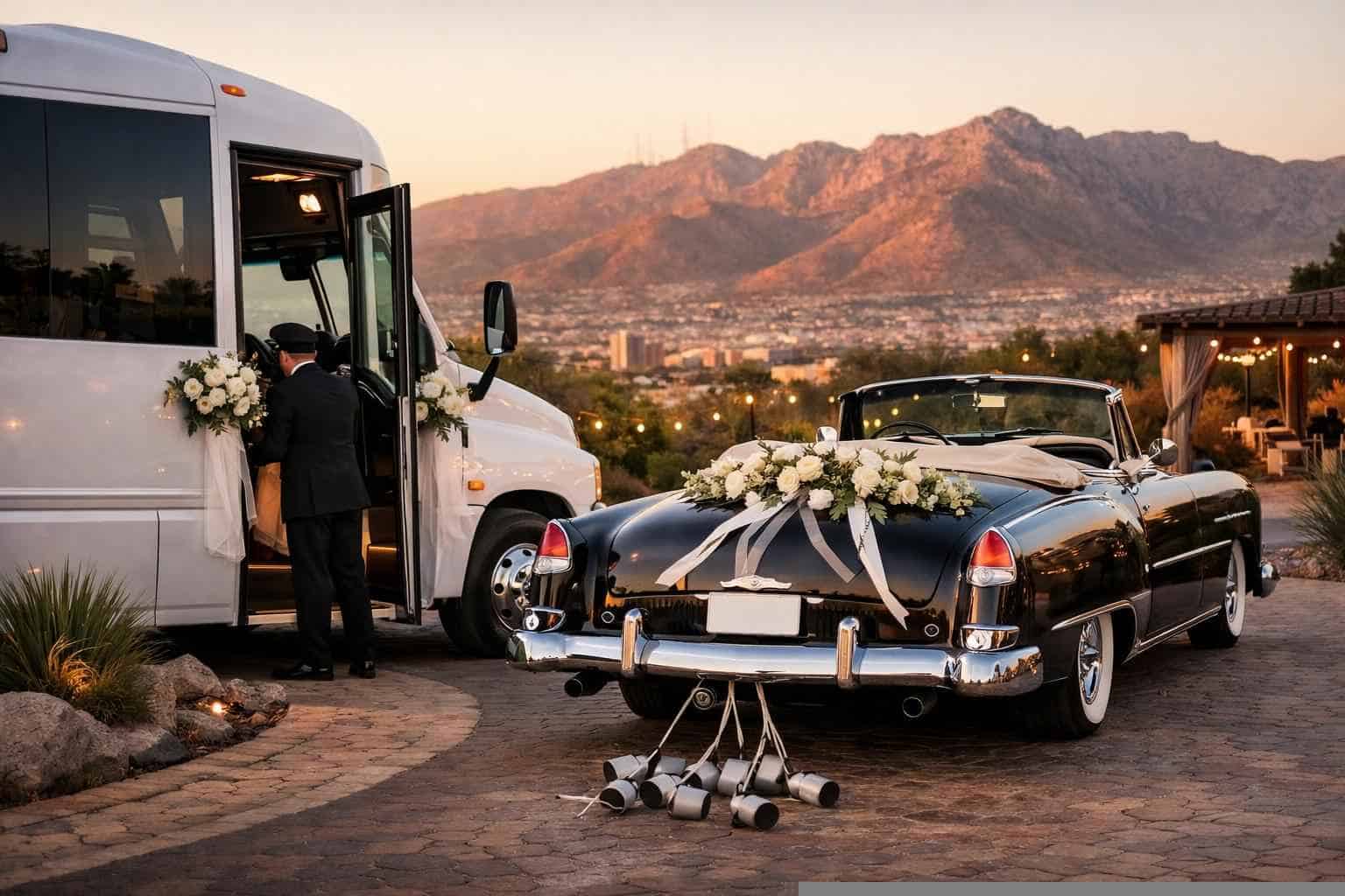 Do you provide wedding day shuttles and a classic or vintage getaway car in El Paso Texas?