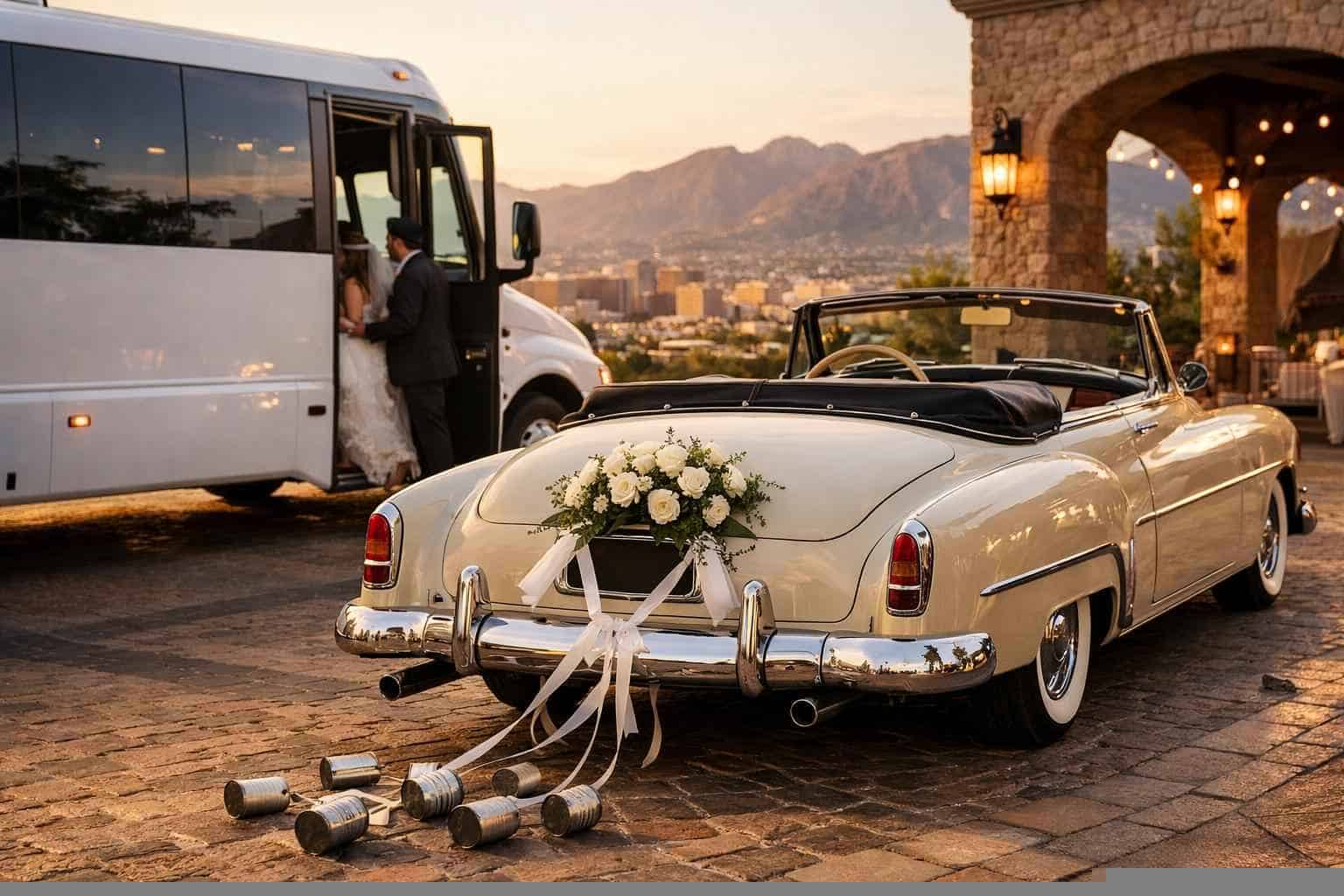 Do you provide wedding day shuttles and a classic or vintage getaway car in El Paso Texas?
