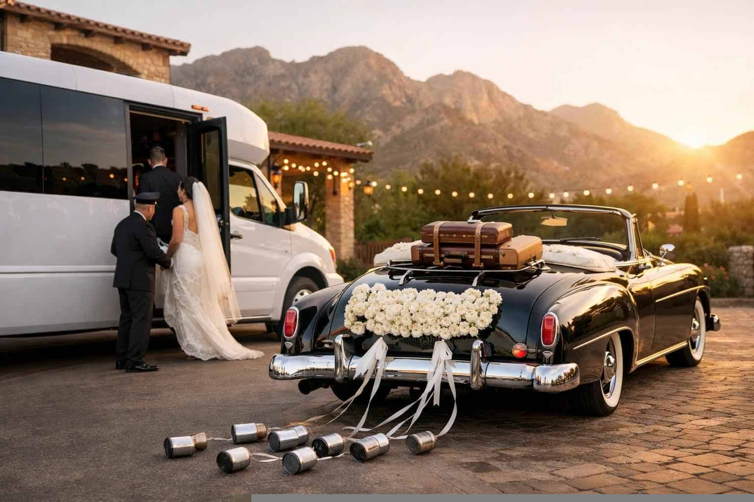 Do you provide wedding day shuttles and a classic or vintage getaway car in El Paso Texas?