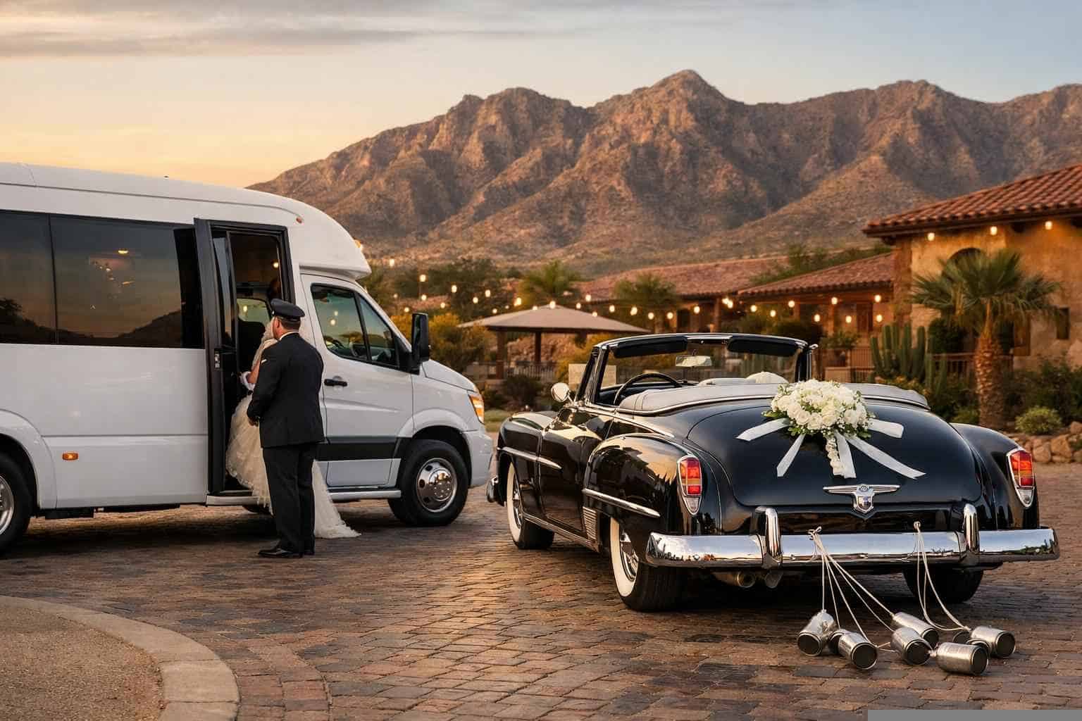 Do you provide wedding day shuttles and a classic or vintage getaway car in El Paso Texas?