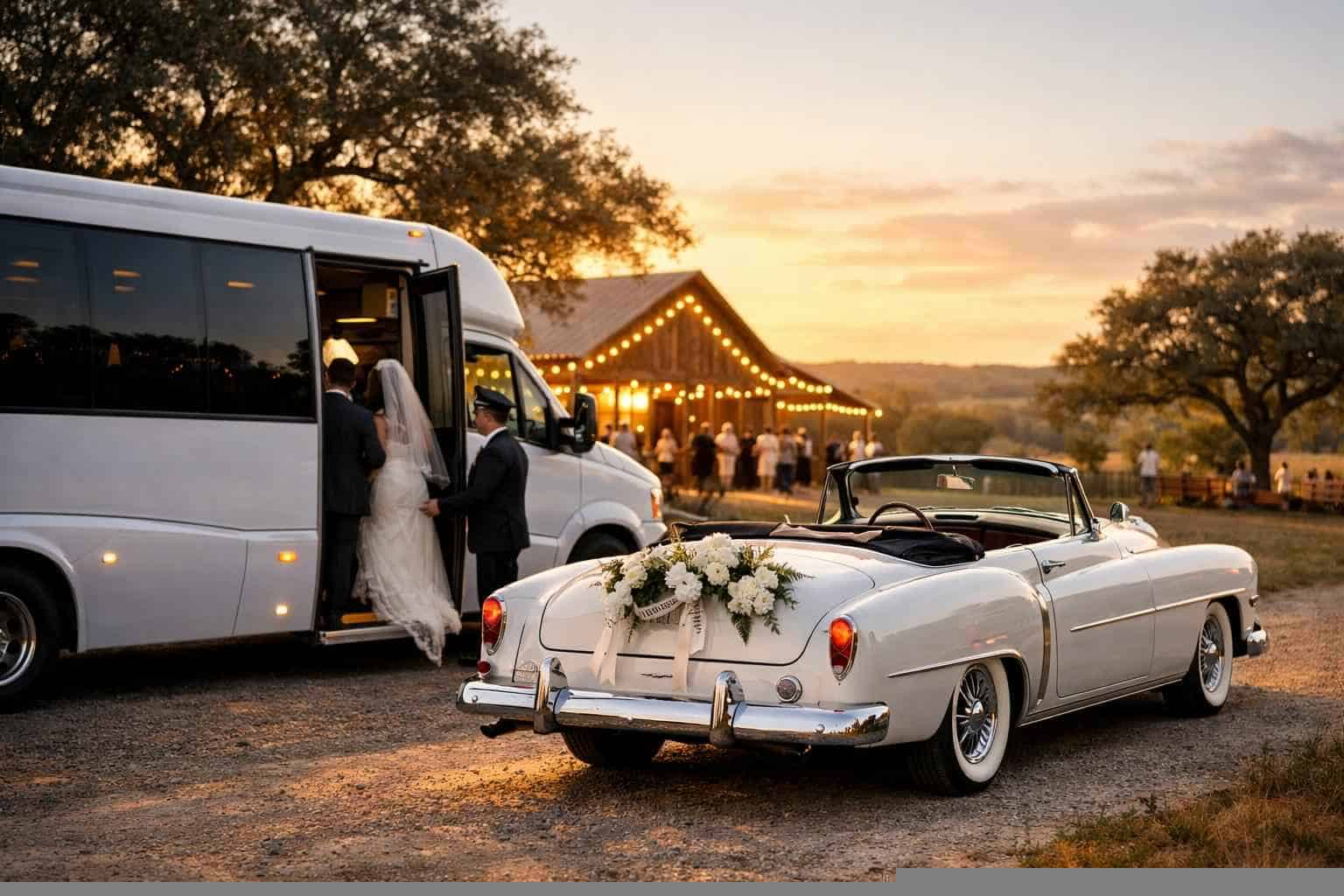 Do You Provide Wedding Day Shuttles And A Classic Vintage Getaway Car In Austin Texas