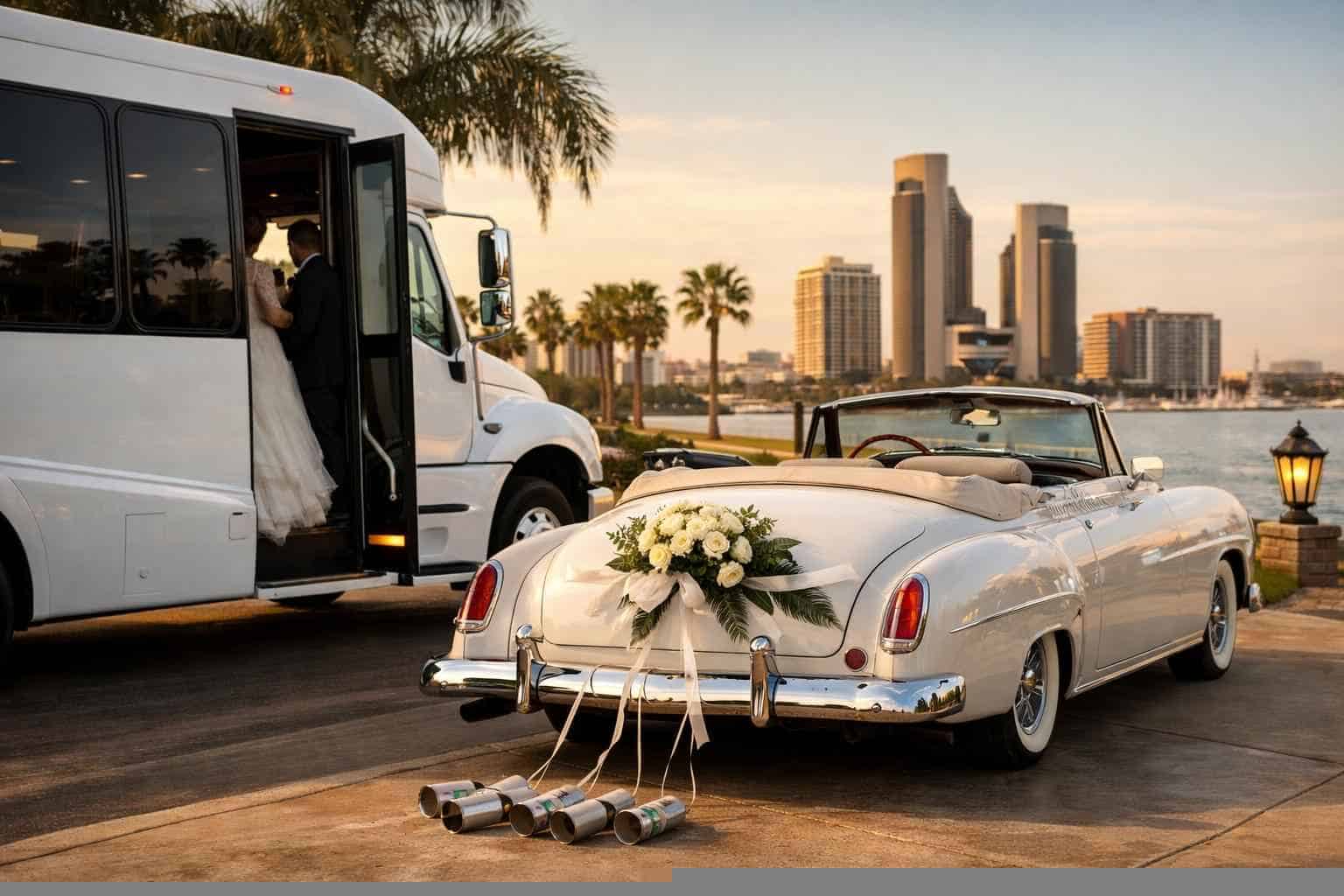 Do You Provide Wedding Day Shuttles And A Classic Vintage Getaway Car In Corpus Christi Texas