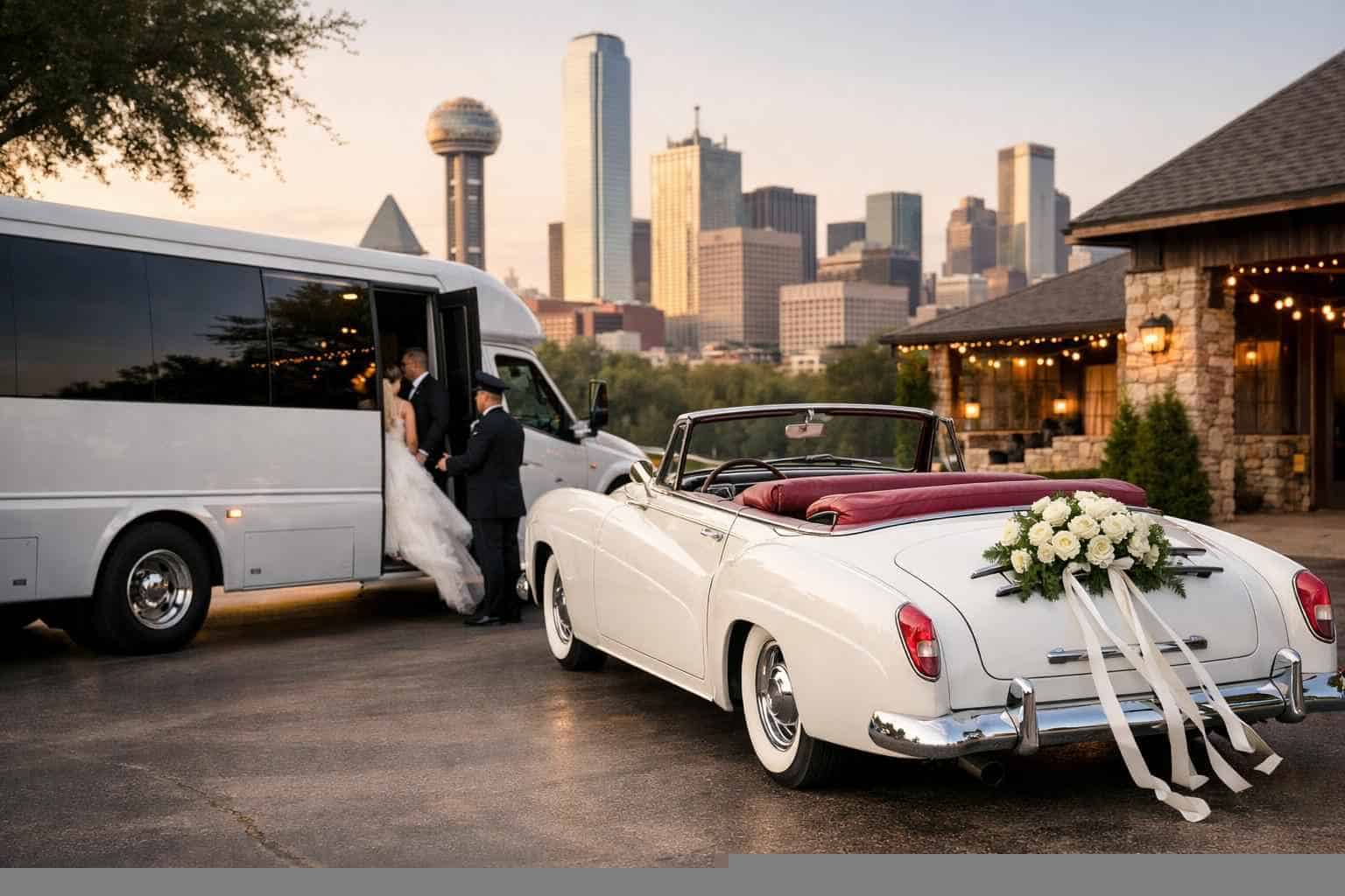 Do You Provide Wedding Day Shuttles And A Classic Vintage Getaway Car In Dallas Texas?