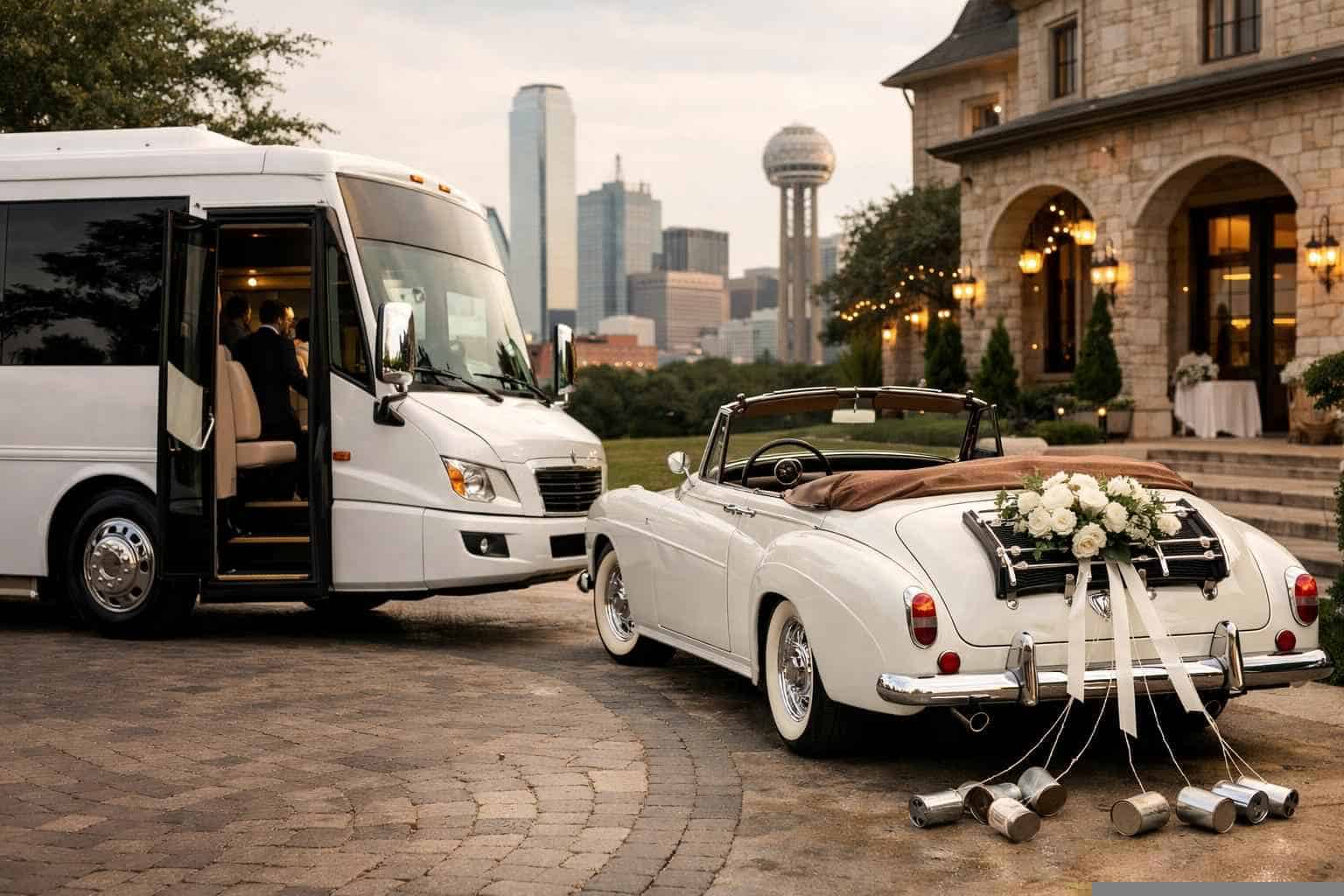 Do You Provide Wedding Day Shuttles And A Classic Vintage Getaway Car In Dallas Texas