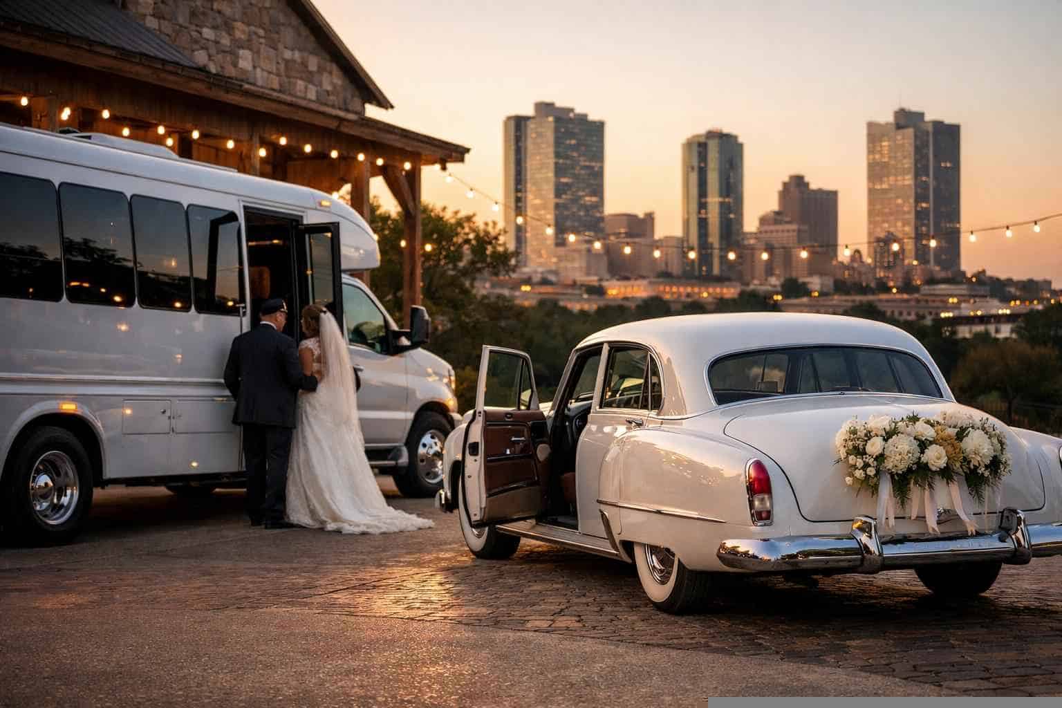 Do You Provide Wedding Day Shuttles And A Classic Vintage Getaway Car In Fort Worth Texas