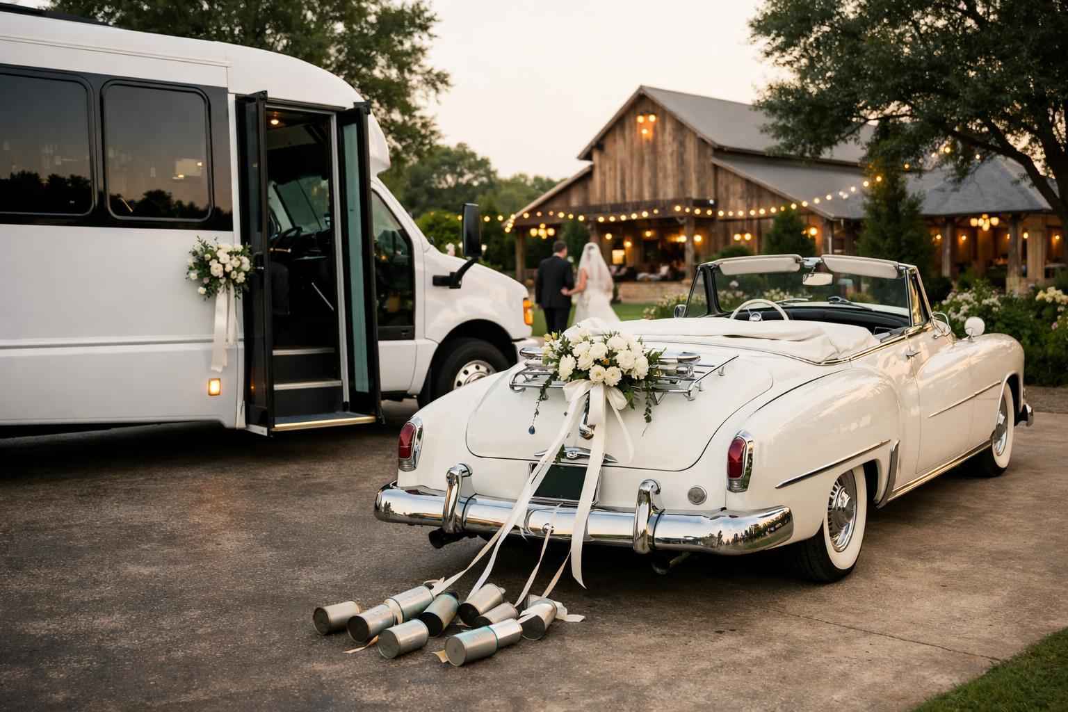 Do You Provide Wedding Day Shuttles And A Classic Vintage Getaway Car In Garland Texas