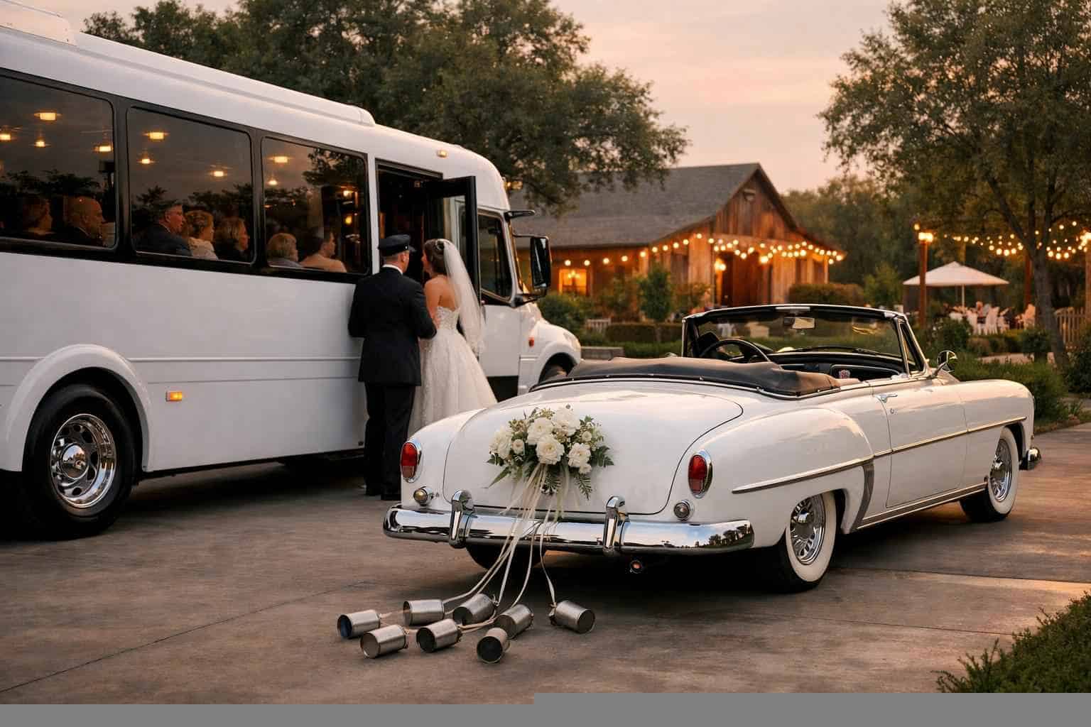 Do You Provide Wedding Day Shuttles And A Classic Vintage Getaway Car In Garland Texas
