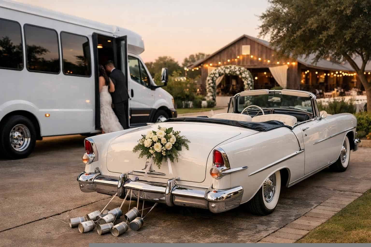 Do You Provide Wedding Day Shuttles And A Classic Vintage Getaway Car In Garland Texas
