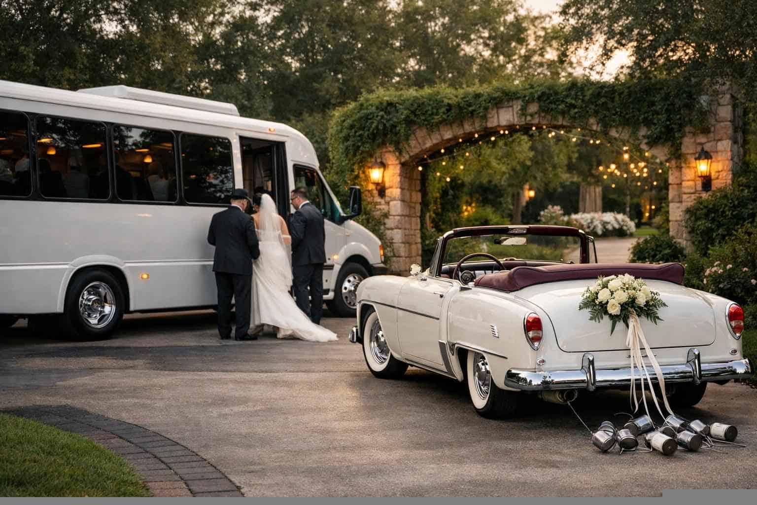 Do You Provide Wedding Day Shuttles And A Classic Vintage Getaway Car In Irving Texas?