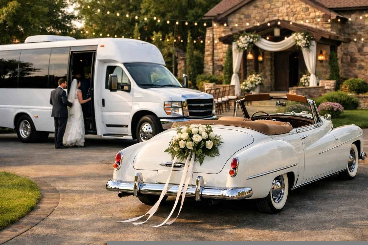 Do You Provide Wedding Day Shuttles And A Classic Vintage Getaway Car In Plano Texas