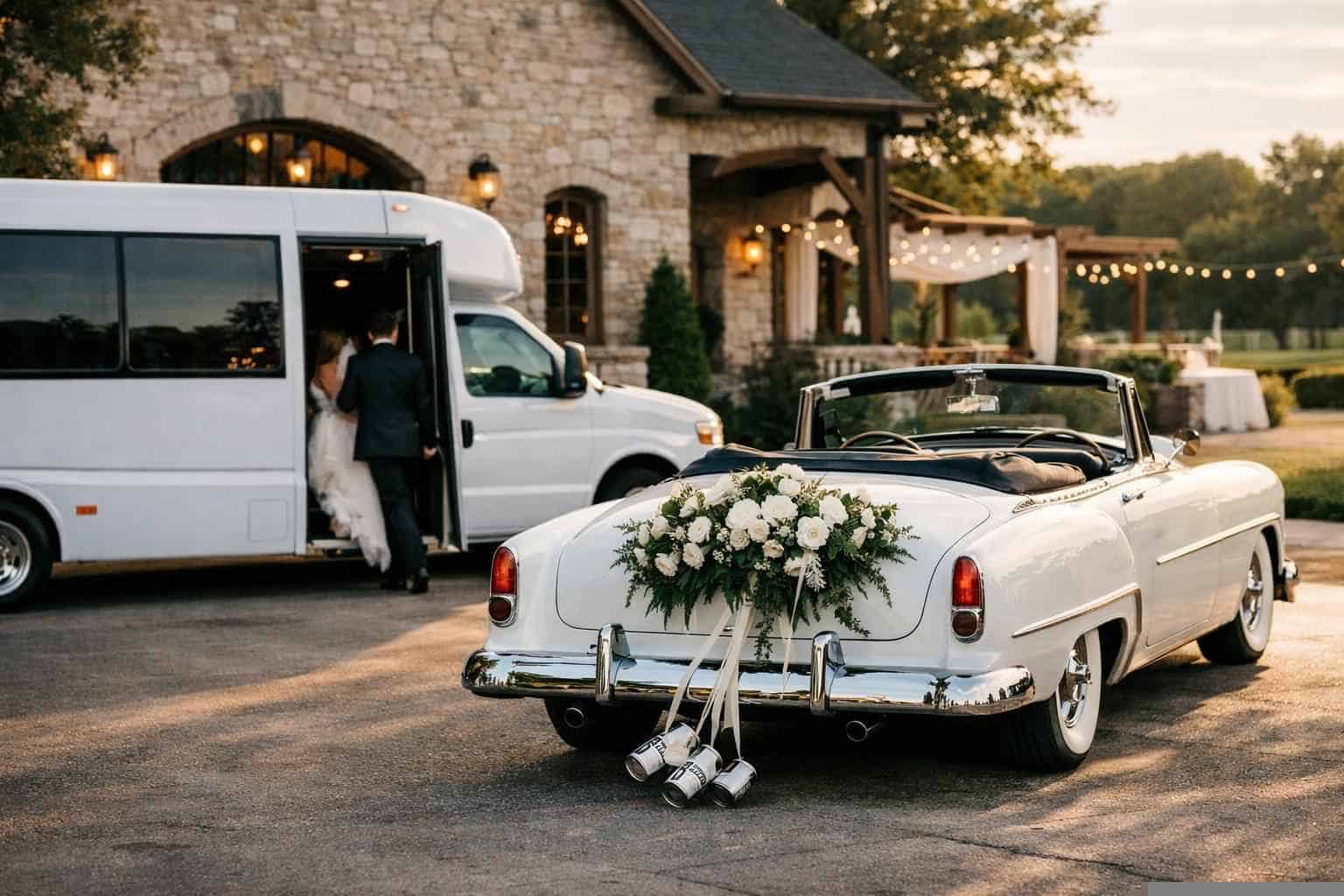 Do You Provide Wedding Day Shuttles And A Classic Vintage Getaway Car In Plano Texas