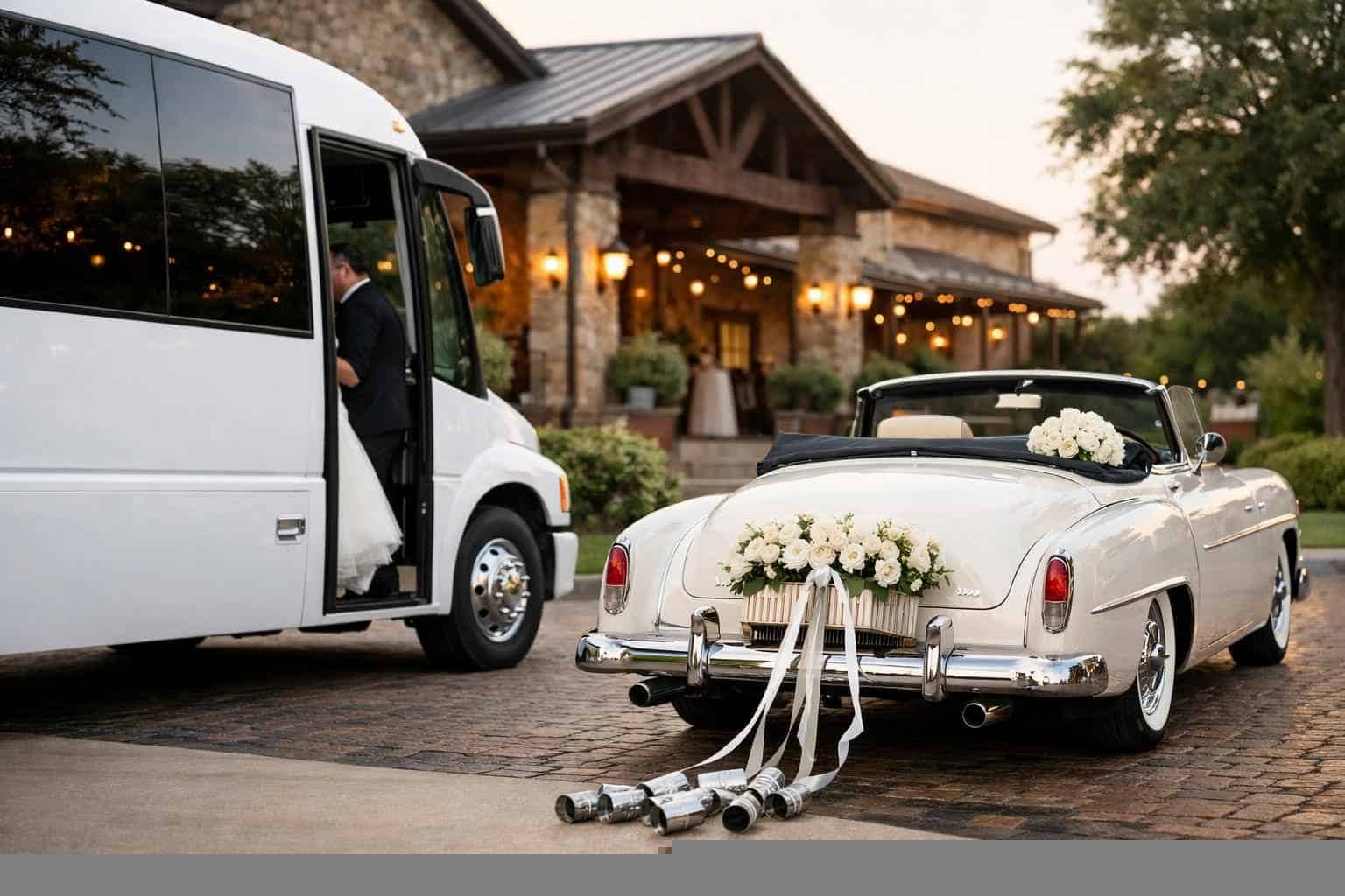 Do You Provide Wedding Day Shuttles And A Classic Vintage Getaway Car In Plano Texas?