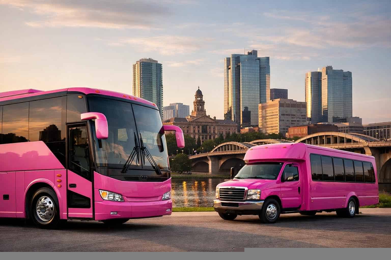 Luxury Pink Party Buses In Fort Worth Texas