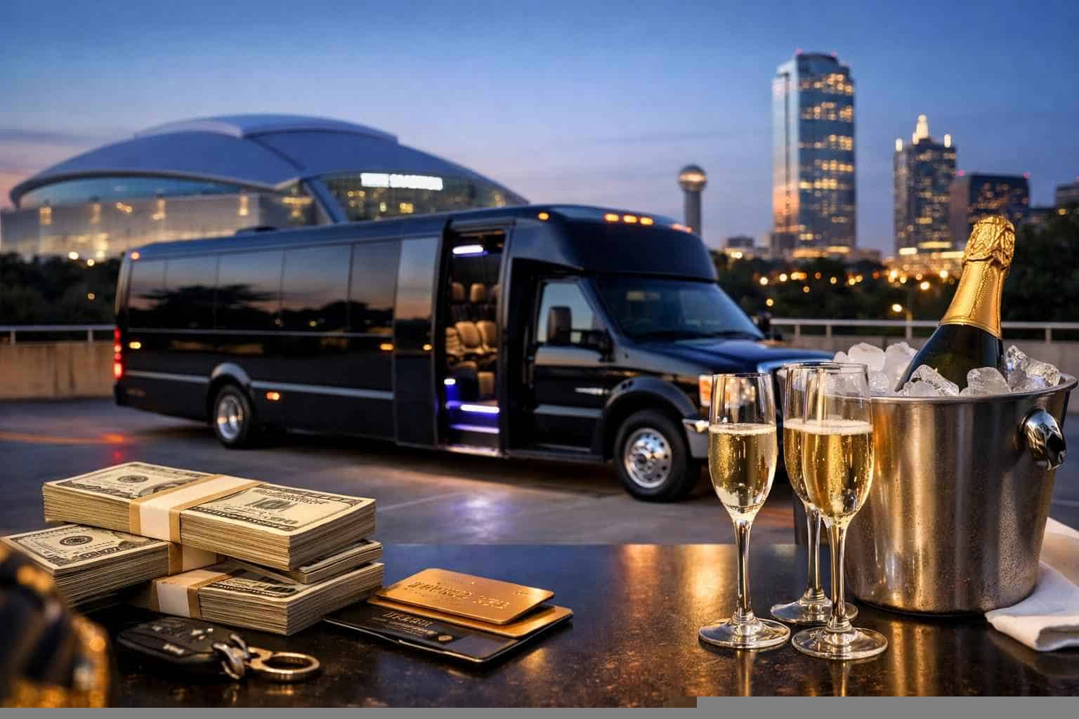 How much does limo bus rental cost in Arlington Texas?