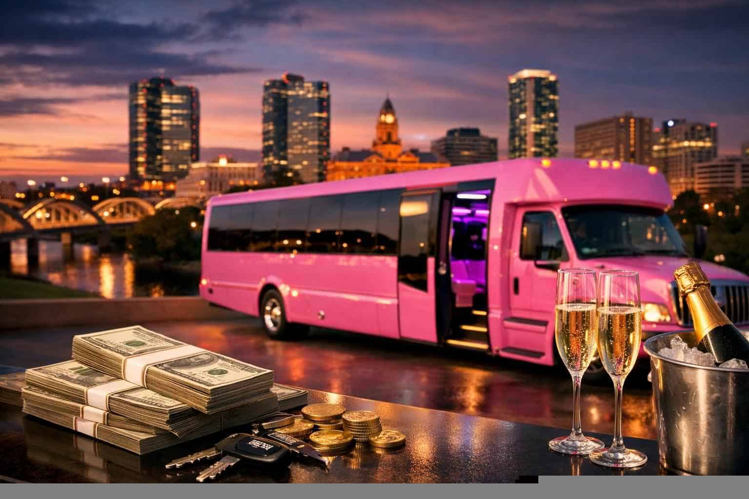 How Much Is Pink Party Bus Rental In Fort Worth?