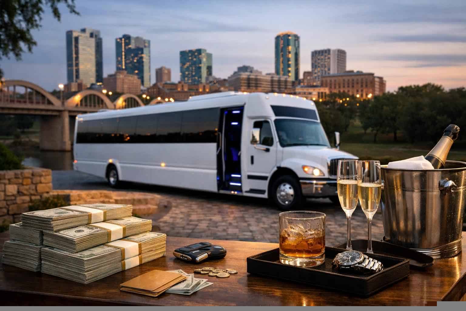 How much does white party bus rental cost in Fort Worth Texas?