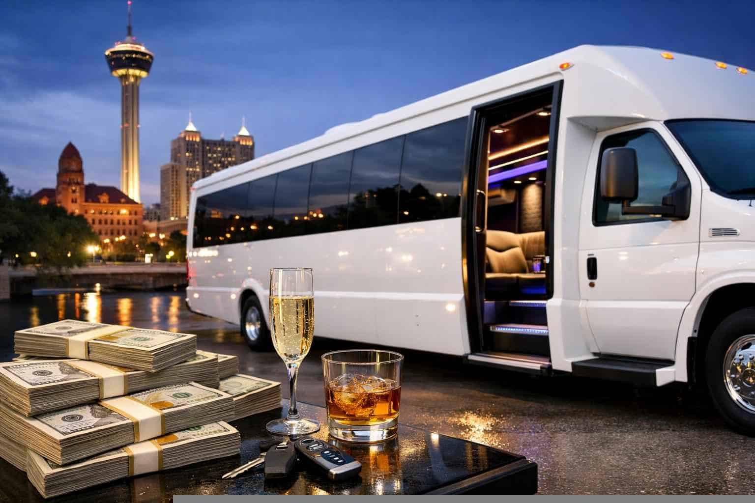 How much does white party bus rental cost in San Antonio Texas?