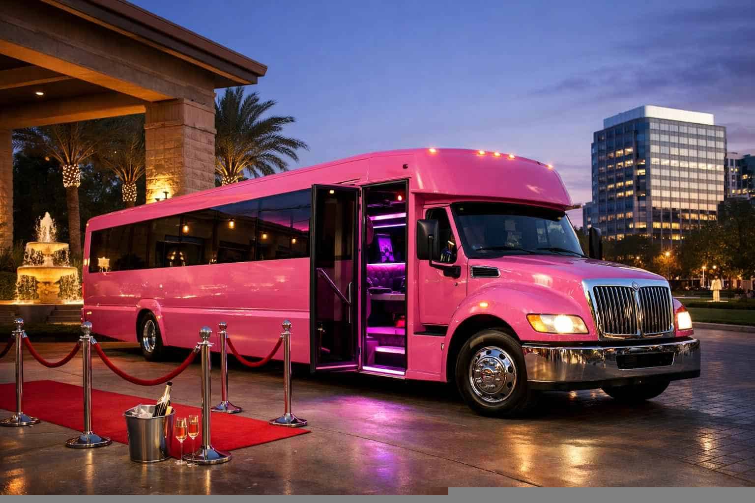 Pink Party Bus Rental Services In Plano Texas