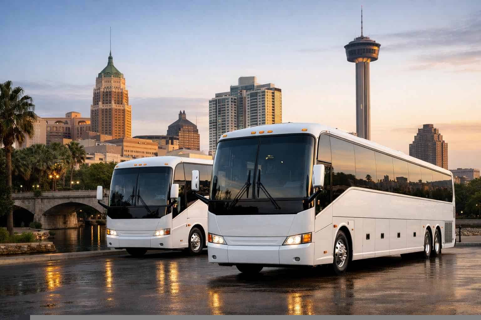 San Antonio Texas White Buses