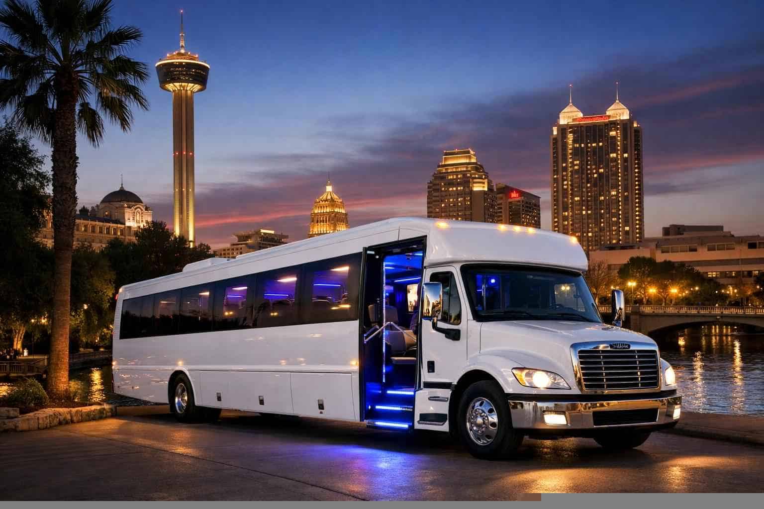 White Party Bus Rental Services in San Antonio Texas