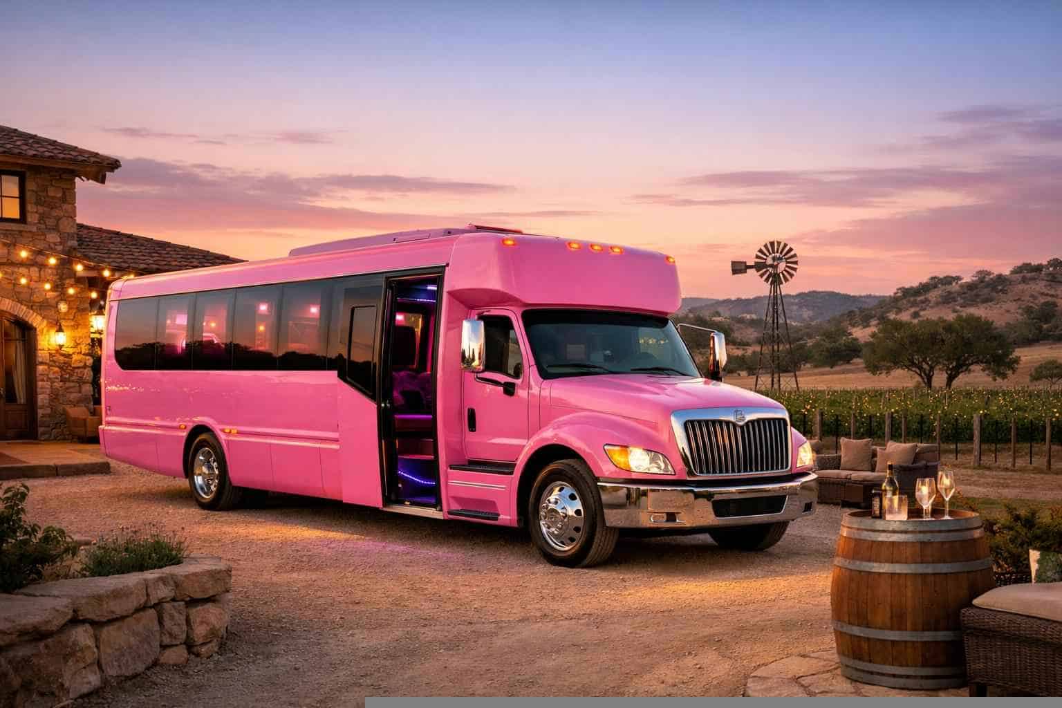 Best Pink Party Bus Company in Johnson City TX