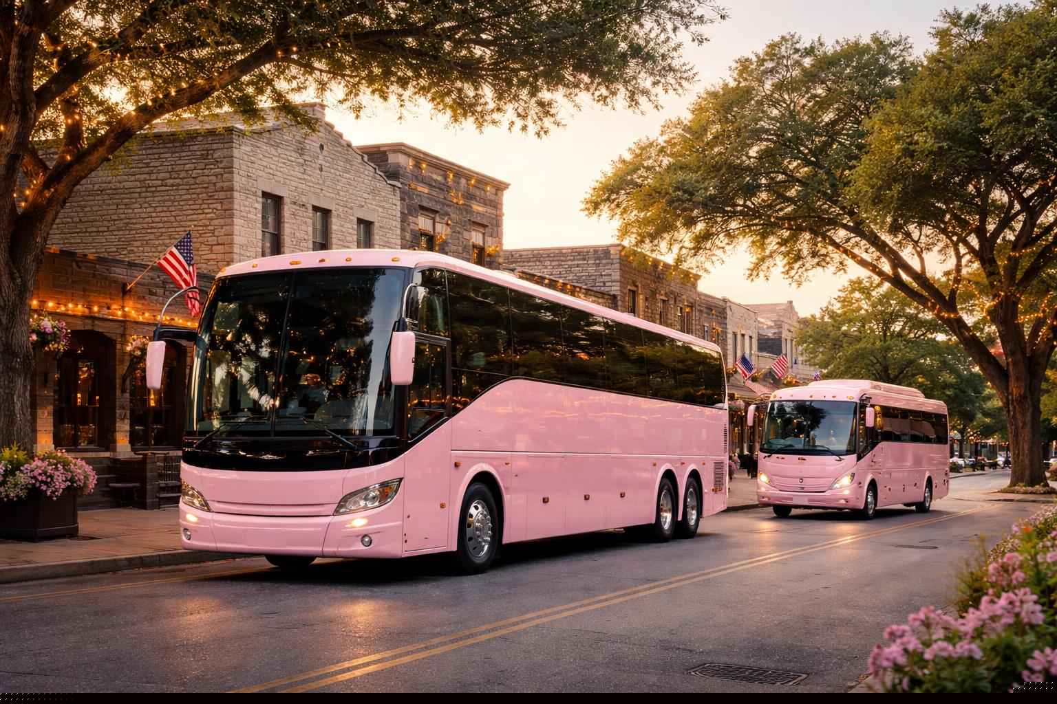 Luxury Pink Buses For Rent In Boerne Texas