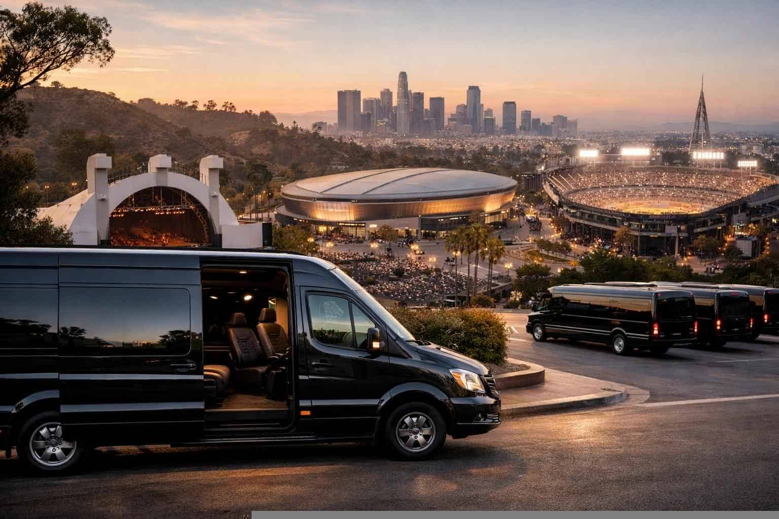 Can I book Los Angeles California shuttles for popular venues and stadiums?