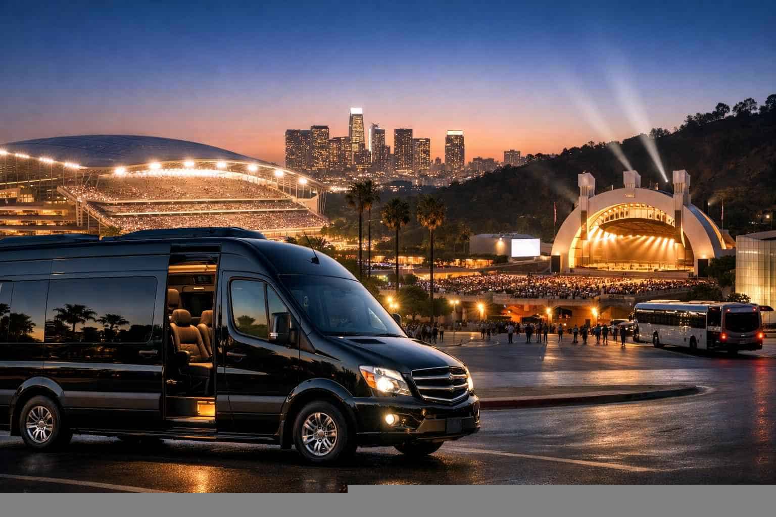 Can I book Los Angeles California shuttles for popular venues and stadiums?