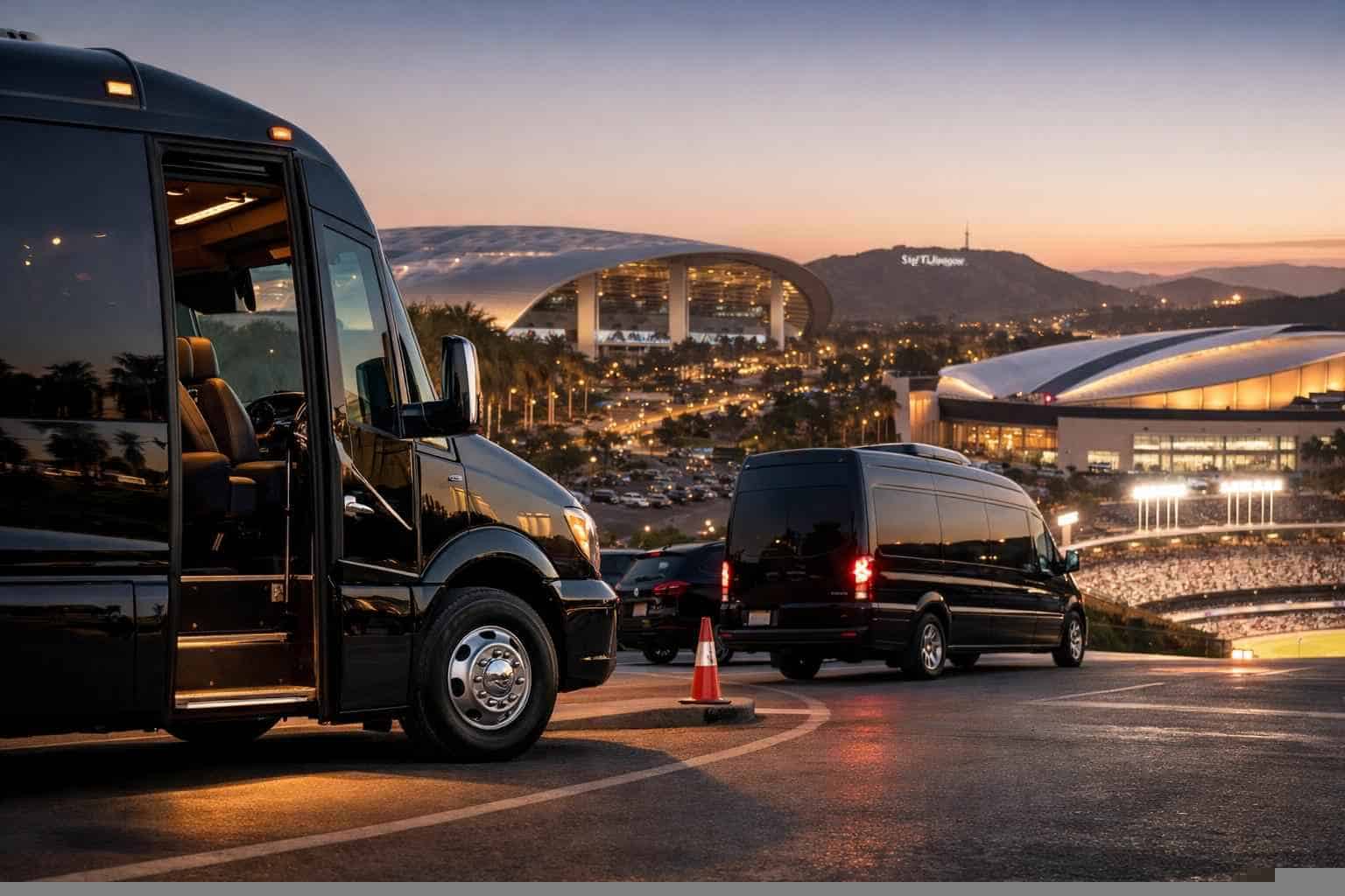 Can I book Los Angeles California shuttles for popular venues and stadiums