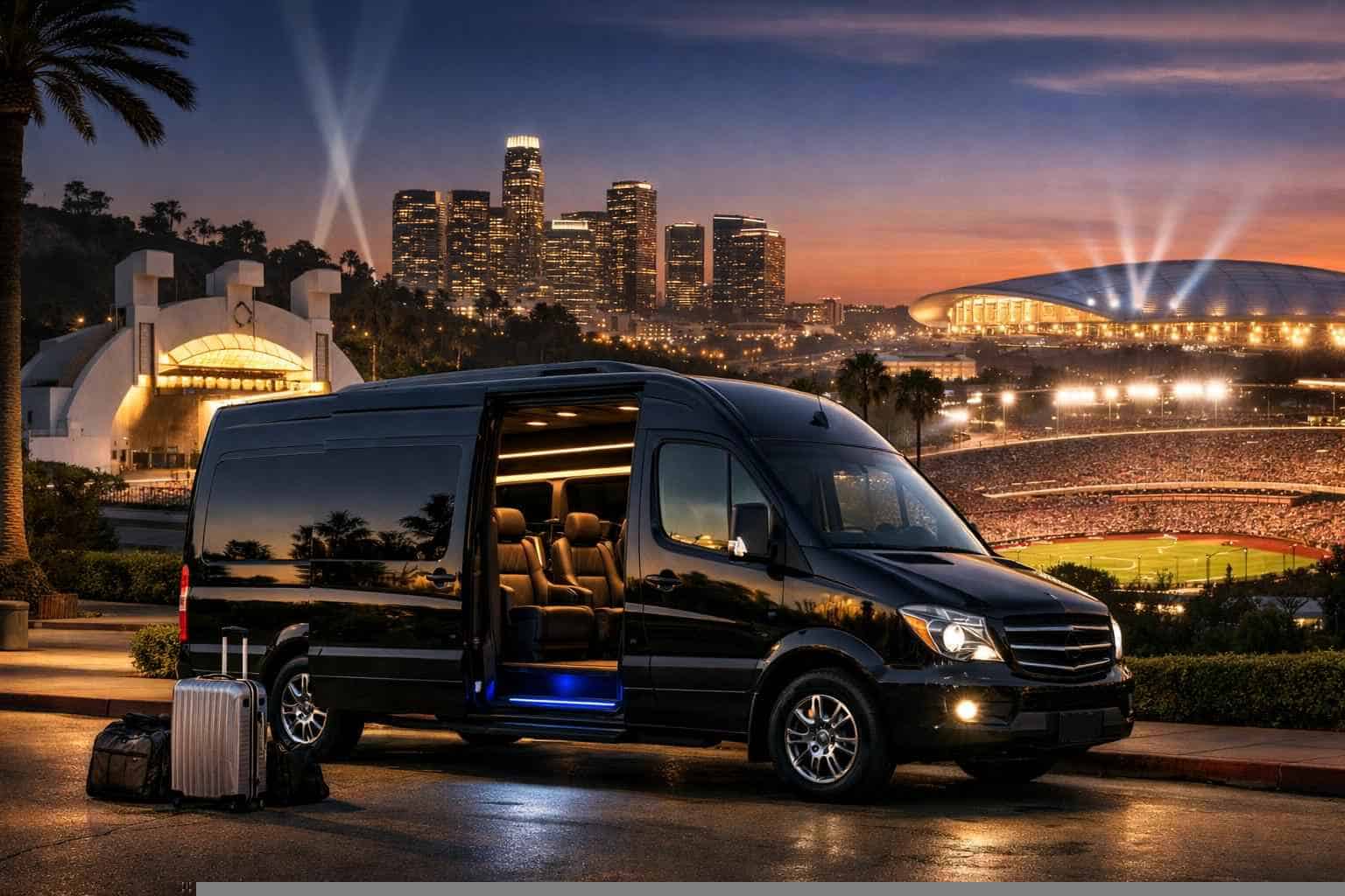Can I book Los Angeles California shuttles for popular venues and stadiums?