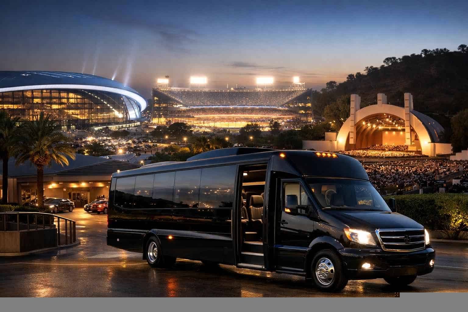 Can I book Los Angeles California shuttles for popular venues and stadiums