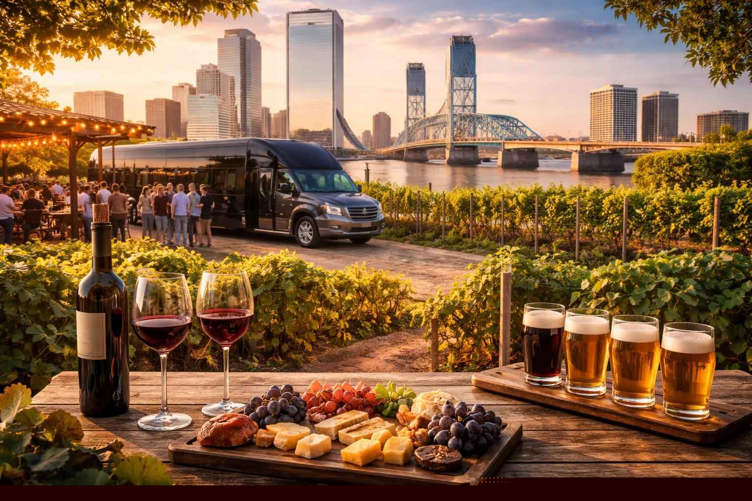 Can you handle multi-stop winery brewery city tours around Jacksonville Florida?