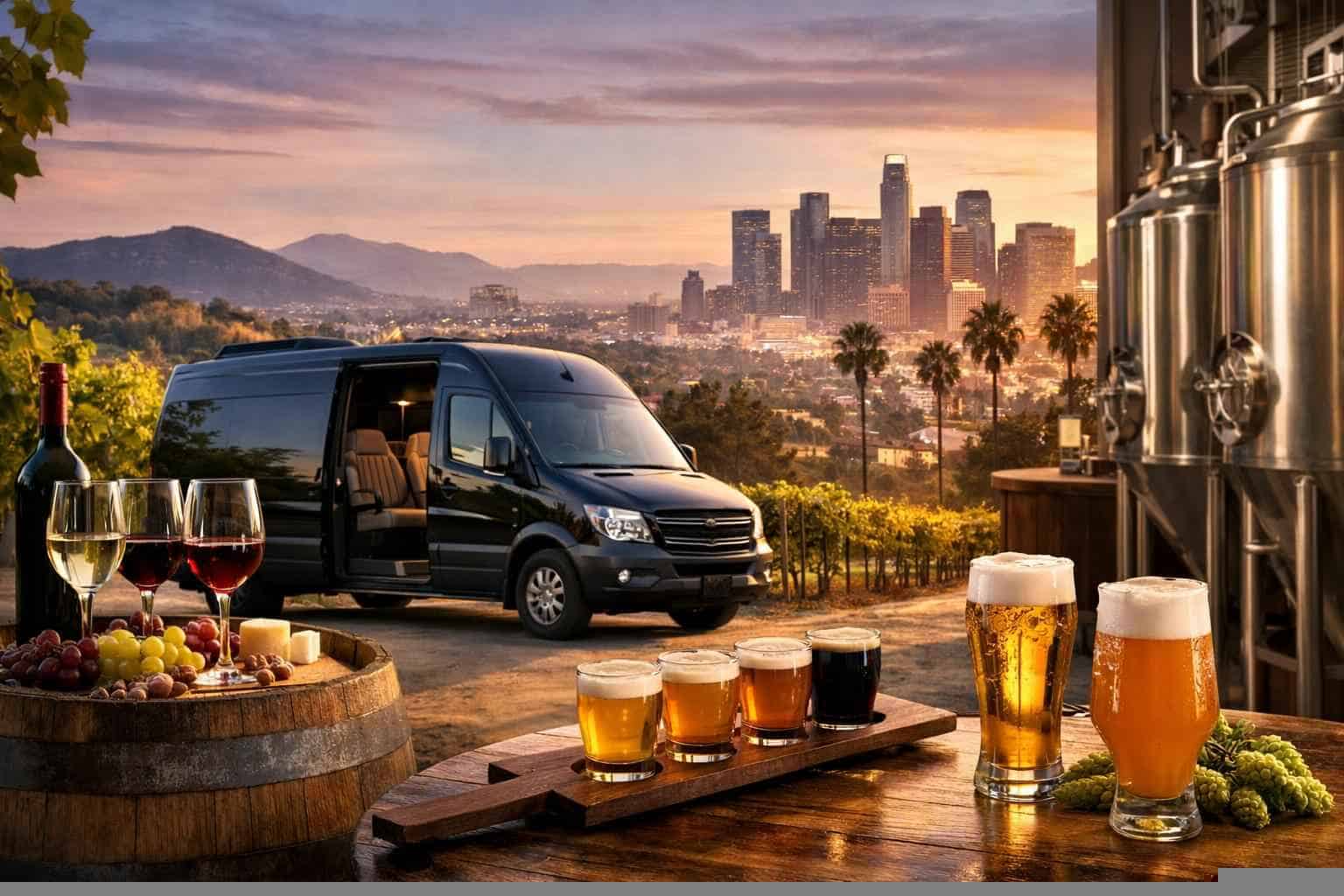 Can you handle multi-stop winery brewery city tours around Los Angeles California?