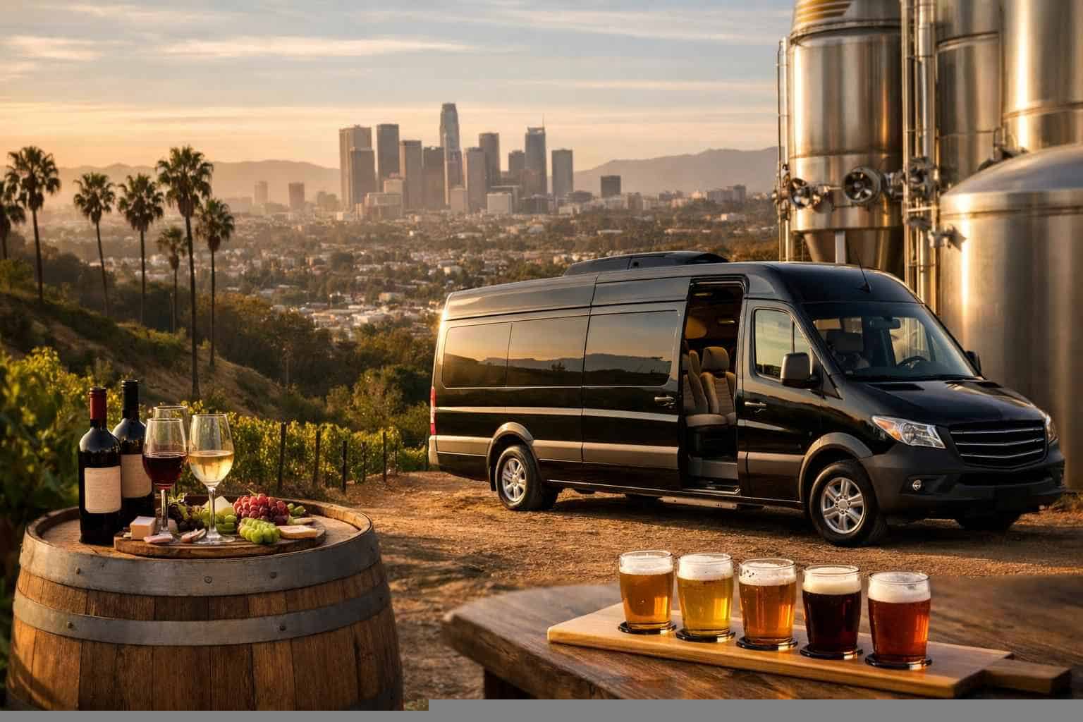 Can you handle multi-stop winery brewery city tours around Los Angeles California?