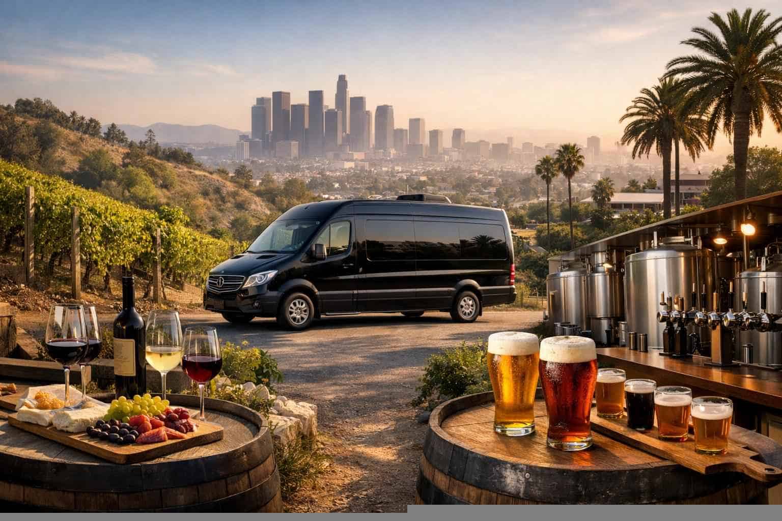 Can you handle multi-stop winery brewery city tours around Los Angeles California?
