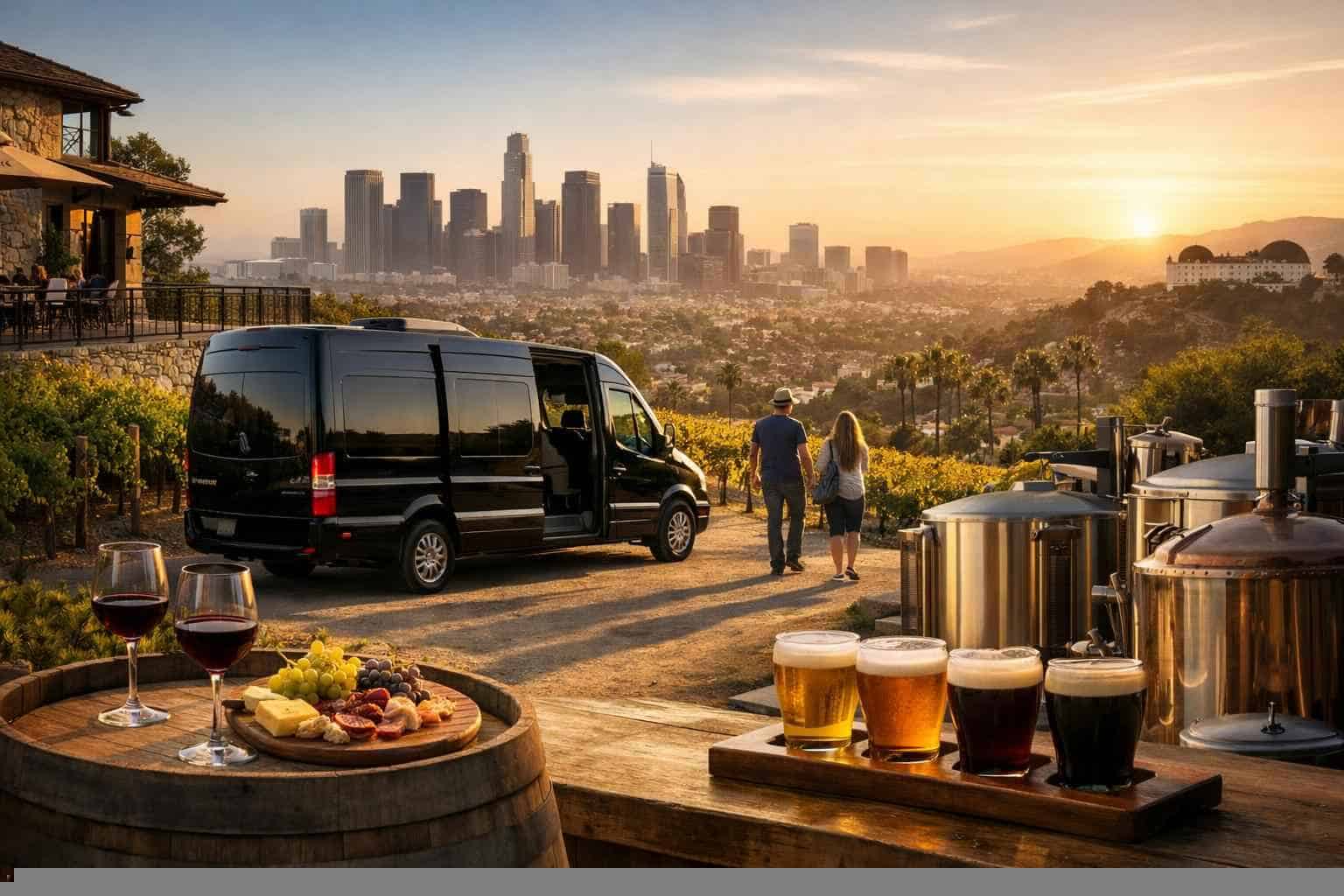 Can you handle multi-stop winery brewery city tours around Los Angeles California?