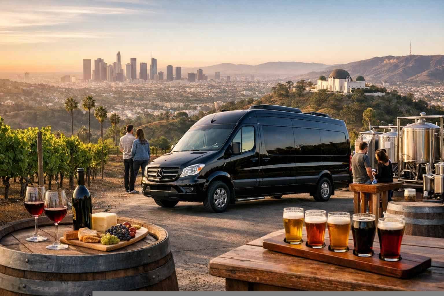 Can you handle multi-stop winery brewery city tours around Los Angeles California?