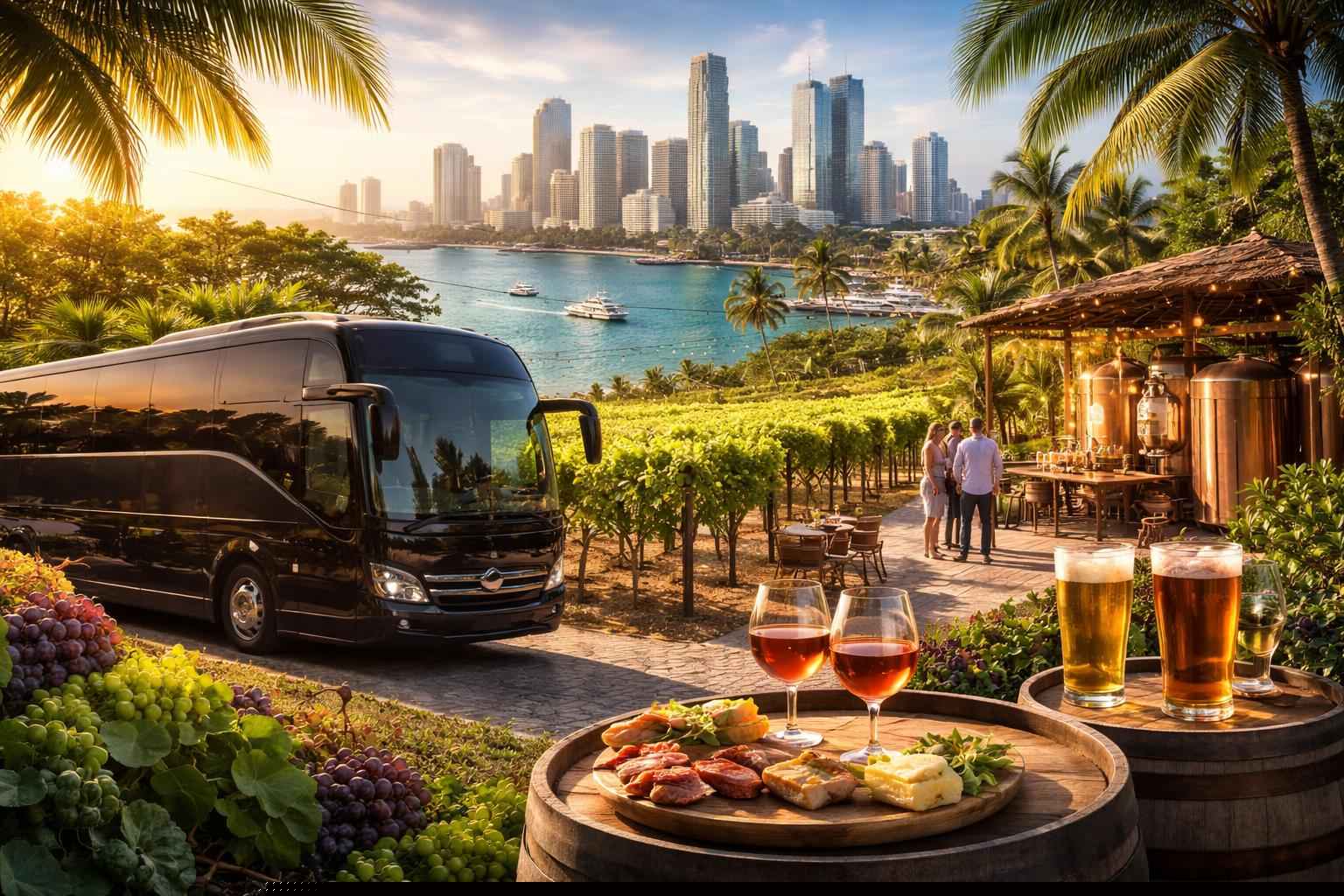 Can you handle multi-stop winery brewery city tours around Miami Florida?